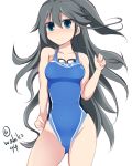  1girl black_hair blue_eyes competition_swimsuit goggles goggles_around_neck kantai_collection katsuragi_(kantai_collection) long_hair one-piece_swimsuit swimsuit testman 