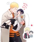  2boys 2girls black_hair blonde_hair carrying facial_mark family father_and_daughter father_and_son hyuuga_hinata mother_and_daughter mother_and_son multiple_boys multiple_girls naruto princess_carry shigegigi short_hair time_paradox uzumaki_boruto uzumaki_himawari uzumaki_naruto younger 