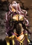  armor breasts camilla_(fire_emblem_if) cleavage fire_emblem fire_emblem_if gauntlets hair_over_one_eye jadenkaiba long_hair purple_hair violet_eyes 