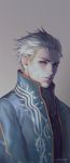  1boy artist_name blue_eyes coat dated devil_may_cry kenny_(poe90) looking_at_viewer portrait solo vergil white_hair 