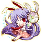  1girl animal_ears chibi lunatic_gun necktie one_eye_closed open_mouth purple_hair rabbit_ears red_eyes reisen_udongein_inaba socha solo star touhou 