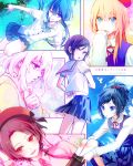  6+boys alternate_hair_color blonde_hair blue_eyes blue_hair brown_hair cosplay crossdressinging highres honebami_toushirou idolmaster kashuu_kiyomitsu male_focus midare_toushirou multiple_boys namazuo_toushirou one_eye_closed open_mouth otoko_no_ko plaid plaid_skirt ponytail red_eyes revision school_uniform serafuku skirt smile tagme touken_ranbu violet_eyes white_hair yagen_toushirou yamato-no-kami_yasusada yuyu_(yuyurhythm) 