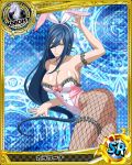  1girl animal_ears artist_request ass blue_background card_(medium) character_name chess_piece fishnet_pantyhose fishnets high_school_dxd jewelry kalawarner knight_(chess) long_hair necklace official_art pantyhose rabbit_ears trading_cards yellow_eyes 