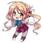  1girl chibi double_bun glasses kantai_collection long_hair makigumo_(kantai_collection) open_mouth orange_eyes orange_hair sakuranoyukke sleeves_past_wrists solo twintails 