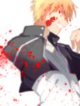  1boy amputee blonde_hair blood blood_on_face fate/stay_night fate_(series) gilgamesh kuriiro_benishi red_eyes solo 