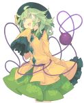  1girl eyeball green_eyes green_hair hat hat_ribbon heart heart_of_string highres komeiji_koishi morino_hon open_mouth ribbon short_hair skirt smile solo third_eye touhou 