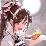  ashigara_(kantai_collection) bob_(biyonbiyon) brown_eyes brown_hair fang kantai_collection katsudon_(food) lowres ponytail porthole sidelocks 