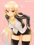  1girl blonde_hair breasts cleavage earrings fate/stay_night fate_(series) genderswap gilgamesh jewelry kettle21 red_eyes solo 