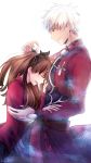  1girl archer brown_hair fate/stay_night fate_(series) highres saamon_(dream81come) tohsaka_rin toosaka_rin two_side_up white_hair 