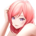  1girl bare_shoulders bon_nob light_smile looking_at_viewer love_live!_school_idol_project nishikino_maki portrait redhead short_hair simple_background solo violet_eyes 