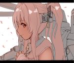  1girl dyson_(edaokunnsaikouya) headgear kantai_collection letterboxed long_hair machinery petals pink_hair profile red_eyes smile solo upper_body yamato_(kantai_collection) 