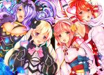  armpits blonde_hair breasts camilla_(fire_emblem_if) cleavage dress elise_(fire_emblem_if) fire_emblem fire_emblem_if gloves hair_over_one_eye hairband heart hinoka_(fire_emblem_if) long_hair purple_hair red_eyes redhead sakura_(fire_emblem_if) teruru twintails violet_eyes 