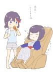  blush closed_eyes drinking kill_la_kill kiryuuin_satsuki looking_at_another massage_chair matoi_ryuuko towel towel_around_neck uri_(uryu002) 