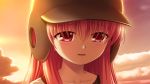  angel_beats! close fang game_cg hat na-ga pink_eyes pink_hair sky tears yui_(angel_beats!) 