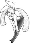  bent_over bunny_ears bunny_girl bunnysuit chabudai glasses kanda_aoi monochrome osu!_tatakae!_ouendan pantyhose rabbit_ears 