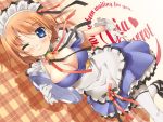  blush breasts cleavage gloves highres kugahara_mimori orange_hair pia_carrot pia_carrot_e_youkoso!! short_hair smile thigh-highs thighhighs tray waitress wink 