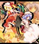  bat_wings blonde_hair flandre_scarlet hat lavender_hair multiple_girls nozumi ponytail red_eyes remilia_scarlet short_hair siblings side_ponytail sisters tokira_nozumi touhou wings wrist_cuffs zoom_layer 