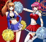  amemiya_sayaka cheerleader headband midriff multiple_girls navel osu!_tatakae!_ouendan pink_hair pom_poms ponytail red_hair redhead riyan shirosaki_rin thigh-highs thighhighs 