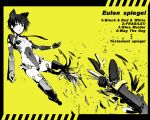  broken cyborg inue_shinsuke mecha_musume monochrome necktie short_hair yellow_background 