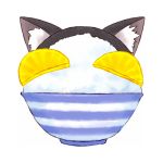  bowl cat_ears k-on! lowres meme piku rice rice_bowl striped takuan 