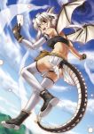  albino ass dragon_girl flying gloves goggles horns letter miyai_max open_mouth original pointy_ears red_eyes short_hair smile tail thigh-highs thighhighs white_hair white_legwear white_thighhighs wings 