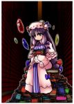  1girl book crystal eruichi_(redphantom) hat highres library long_hair patchouli_knowledge purple_eyes purple_hair solo touhou violet_eyes voile 