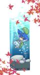  bag blue_eyes blue_hair chibi fish gurageida hat highres kawashiro_nitori leaf leaves rock touhou twintails underwater water 