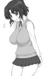  breasts highres huge_breasts monochrome school_uniform shichimenchou simple_background to_heart yuzuhara_haruka 