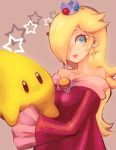  1girl artist_request bare_shoulders blonde_hair blue_eyes breasts chiko_(mario) crown dress earrings hair_over_one_eye jewelry long_hair super_mario_bros. nintendo rosetta_(mario) smile star super_mario_bros. super_mario_galaxy 