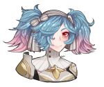  1girl blue_hair blush fire_emblem fire_emblem_if hair_over_one_eye multicolored_hair pieri_(fire_emblem_if) pink_eyes pink_hair simple_background twintails two-tone_hair 