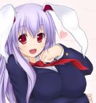 1girl animal_ears blazer heart long_hair necktie open_mouth purple_hair rabbit_ears red_eyes reisen_udongein_inaba solo sprout_(33510539) touhou 