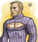  beard blue_eyes brown_hair cleavage_cutout facial_hair male_focus manly matataku nose open-chest_sweater pectorals ribbed_sweater short_hair solo sweater turtleneck 