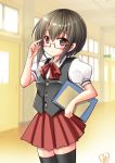  bespectacled chize glasses kantai_collection looking_at_viewer school_uniform short_hair tagme taihou_(kantai_collection) 