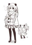  1girl choujigen_game_neptune coat miniskirt neptune_(series) panda panda_ears pantyhose scarf shakeko_(choujigen_game_neptune) sketch skirt tsunako winter_clothes winter_coat 