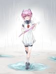  1girl highres kantai_collection nenohi_(kantai_collection) pink_hair pov rain tagme umbrella 