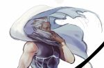  1boy archer bow_(weapon) dark_skin fate/stay_night fate_(series) j_(onjj) scarf solo weapon white_hair 