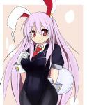  1girl animal_ears black_legwear bunny_girl bunnysuit long_hair open_mouth pantyhose pink_hair rabbit_ears red_eyes reisen_udongein_inaba solo sprout_(33510539) touhou tray 