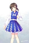  1girl black_hair brown_eyes dress fubuki_(kantai_collection) kantai_collection long_hair minakami_nagara sailor_collar standing 