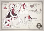  1girl bow character_sheet commentary_request horns long_hair looking_at_viewer original pixiv_fantasia pixiv_fantasia_t red_eyes rulu_(saru) saru smile solo very_long_hair white_hair 