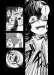  4girls animal_ears comic drill_hair eating extra fish head_fins japanese_clothes kaito_(kaixm) kimono long_hair mermaid mirror monochrome monster_girl multiple_girls neck_grab sash short_hair touhou translation_request underwater wakasagihime 