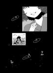  4girls animal_ears comic drill_hair extra fish head_fins japanese_clothes kaito_(kaixm) kimono long_hair mermaid monochrome monster_girl multiple_girls obi sash short_hair smile touhou translated underwater wakasagihime 