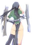  1girl armadillo-tokage black_hair character_request contrapposto from_behind hand_on_hip highres kantai_collection long_hair solo turret 