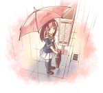  1girl long_hair original rain school_uniform serafuku skirt solo soraizumi umbrella 