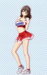  1girl black_hair blue_eyes cheerleader highres kinfuji midriff shoes short_hair skirt sneakers yasumi-chan yasumi_(yasumi-chan) 