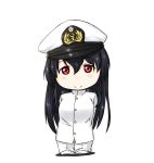  black_hair chibi happy hat kantai_collection long_hair military military_uniform niwatazumi peaked_cap red_eyes tatebayashi_sakurako uniform very_long_hair 