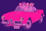  2boys bloody_stream caesar_anthonio_zeppeli car driving jacket jojo_no_kimyou_na_bouken joseph_joestar_(young) jukuta_tsu motor_vehicle multiple_boys purple vehicle 
