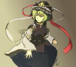  1girl buttons expressionless frills green_eyes green_hair hat long_sleeves ribbon shiki_eiki short_hair skirt solo zarisu 