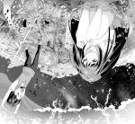  giantess highres long_hair monochrome omiomi_kekyu original tears upside-down water 