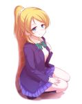  1girl ayase_eli blonde_hair blue_eyes highres long_hair looking_at_viewer love_live!_school_idol_project nanotsuki ponytail school_uniform smile solo 