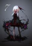  :d blonde_hair blood blood_on_face bloody_clothes bloody_hands darkness hair_ribbon highres open_mouth red_eyes ribbon rumia shirt short_hair skirt smile suzki00 touhou vest 